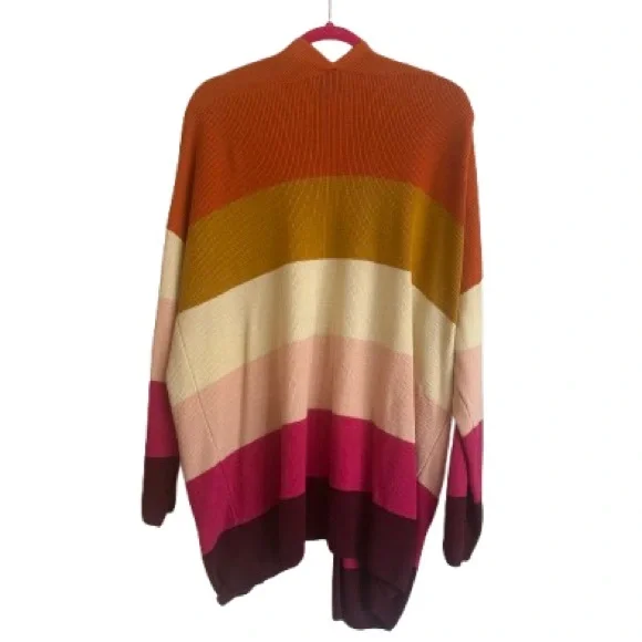 Heimish Chunky Multicolor Striped Open Cardigan Sweater - Navy Trim - Size 2X/3X - Picture 5 of 5